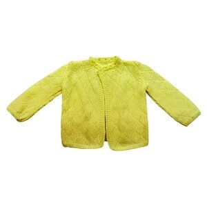 Hand-Knitted Yellow Baby Cardigan Sweater